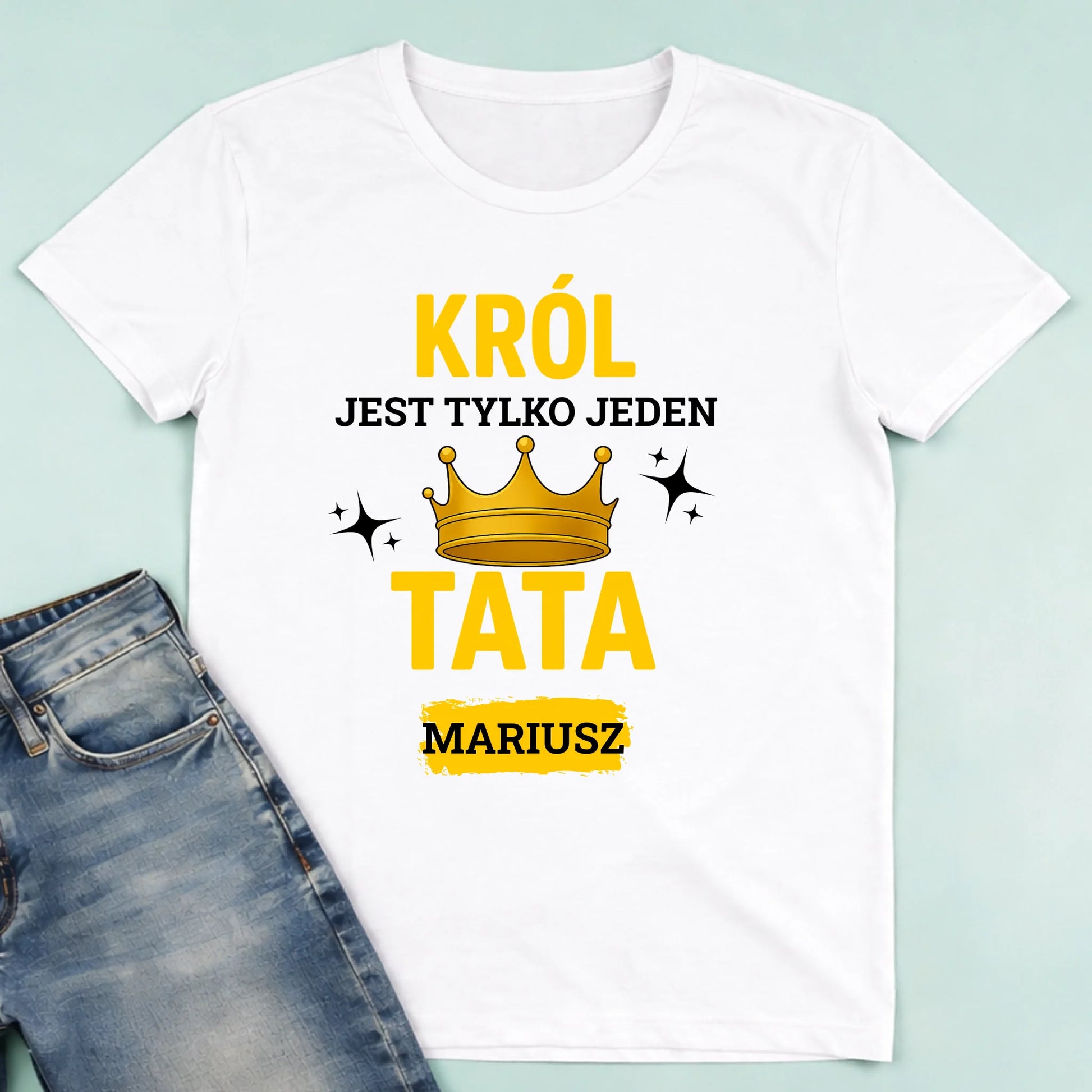 męska biała koszulka przód 1