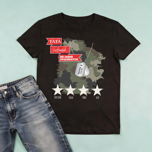 męska czarna koszulka przód