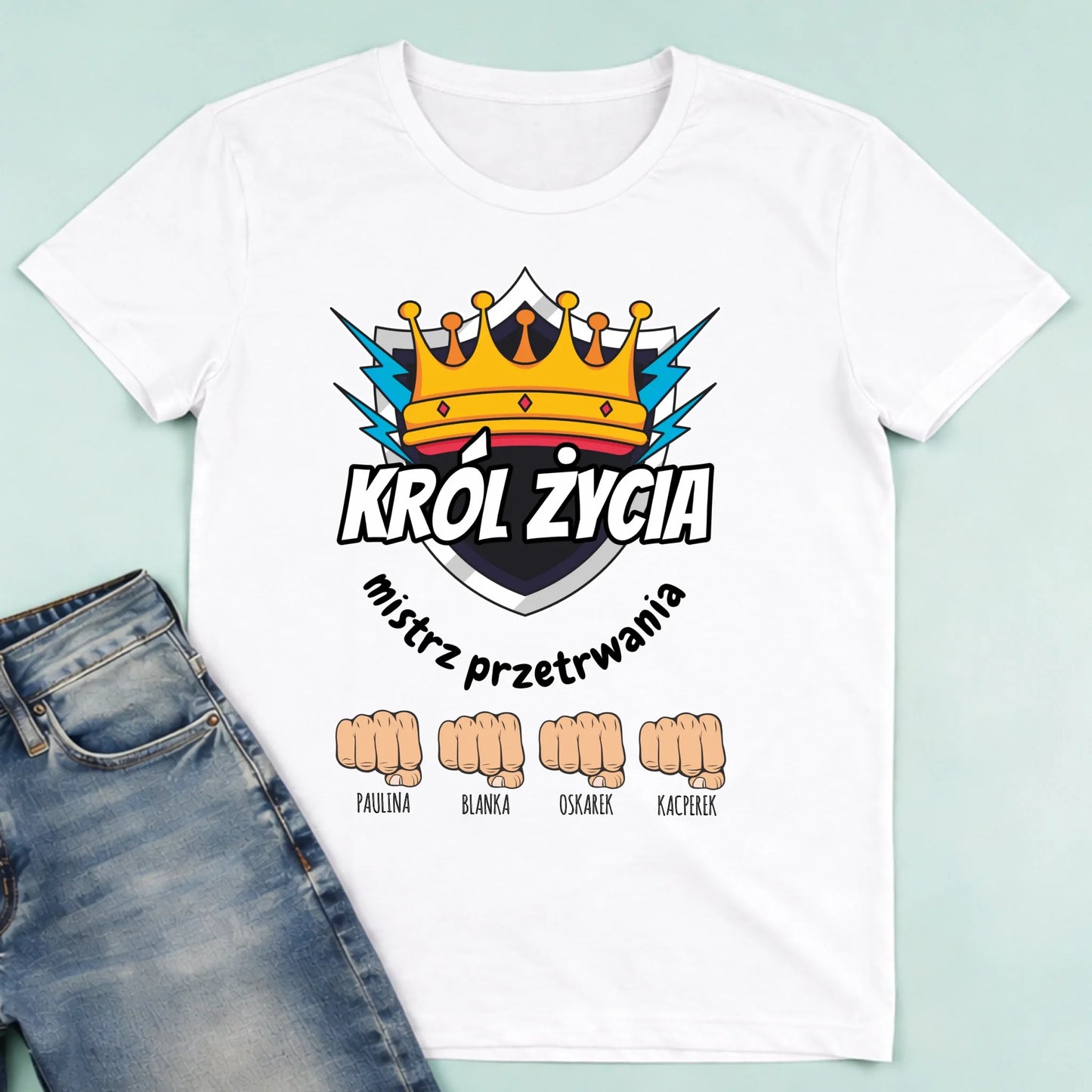 męska biała koszulka przód 1