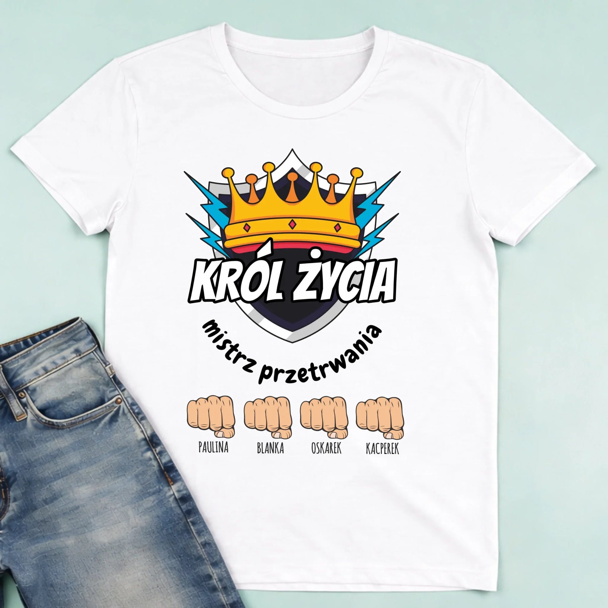 męska biała koszulka przód 1
