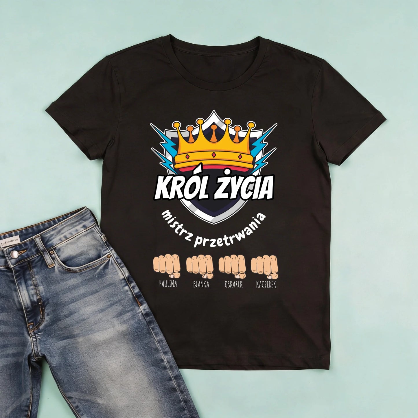 męska czarna koszulka przód