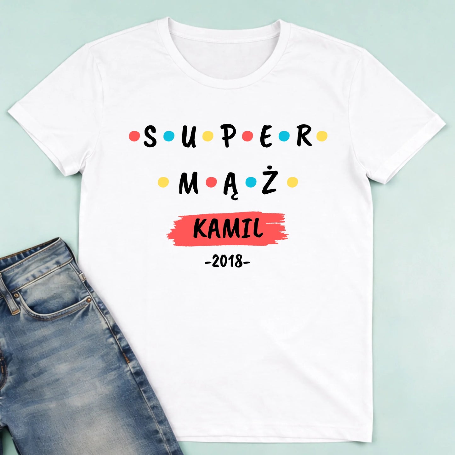 męska biała koszulka przód 1