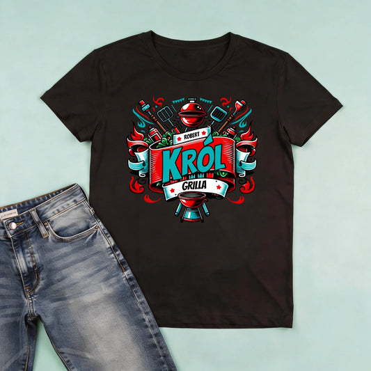 męska czarna koszulka przód