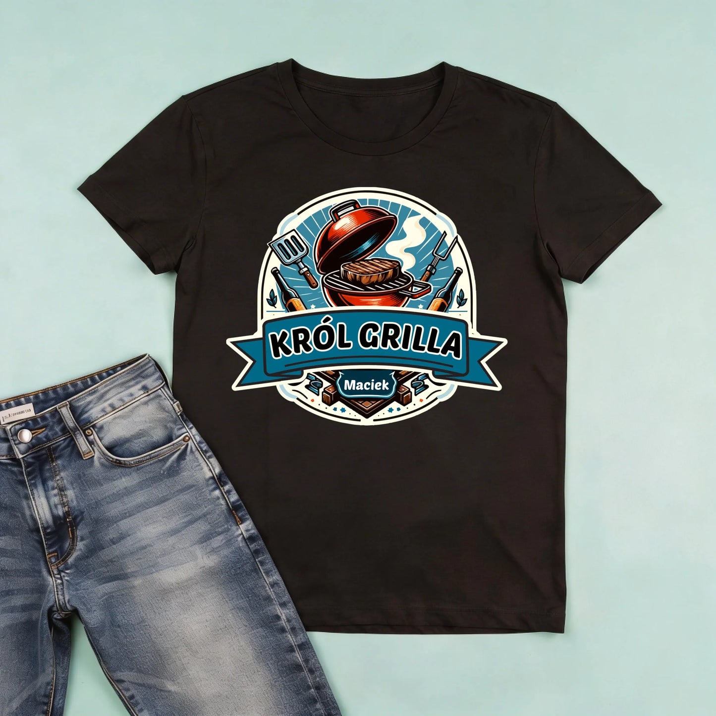 męska czarna koszulka przód