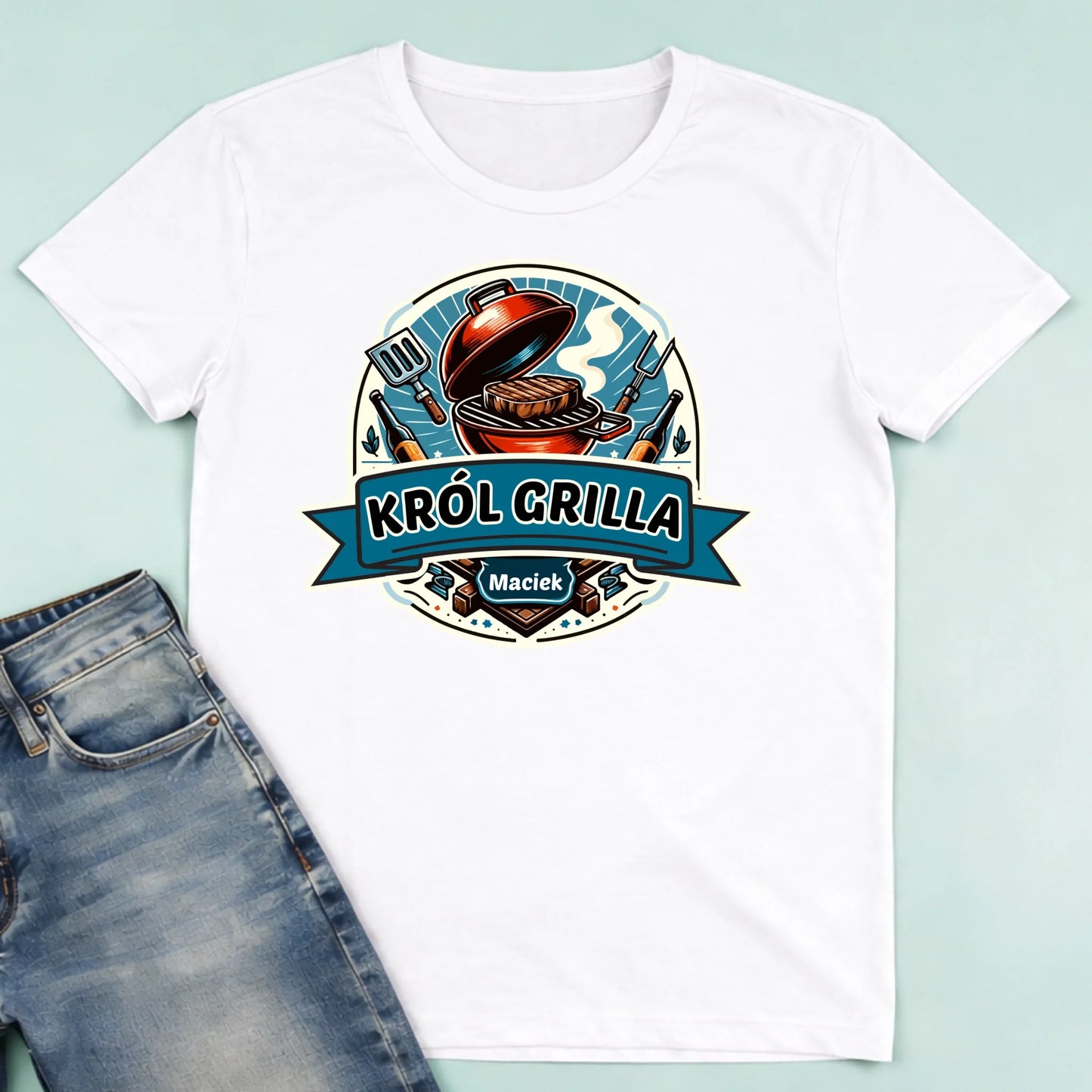 męska biała koszulka przód 1