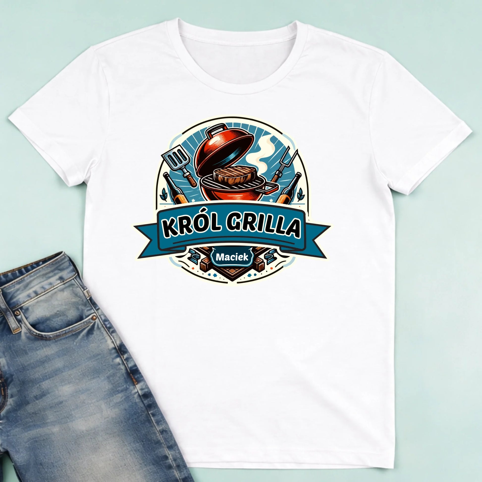 męska biała koszulka przód 1