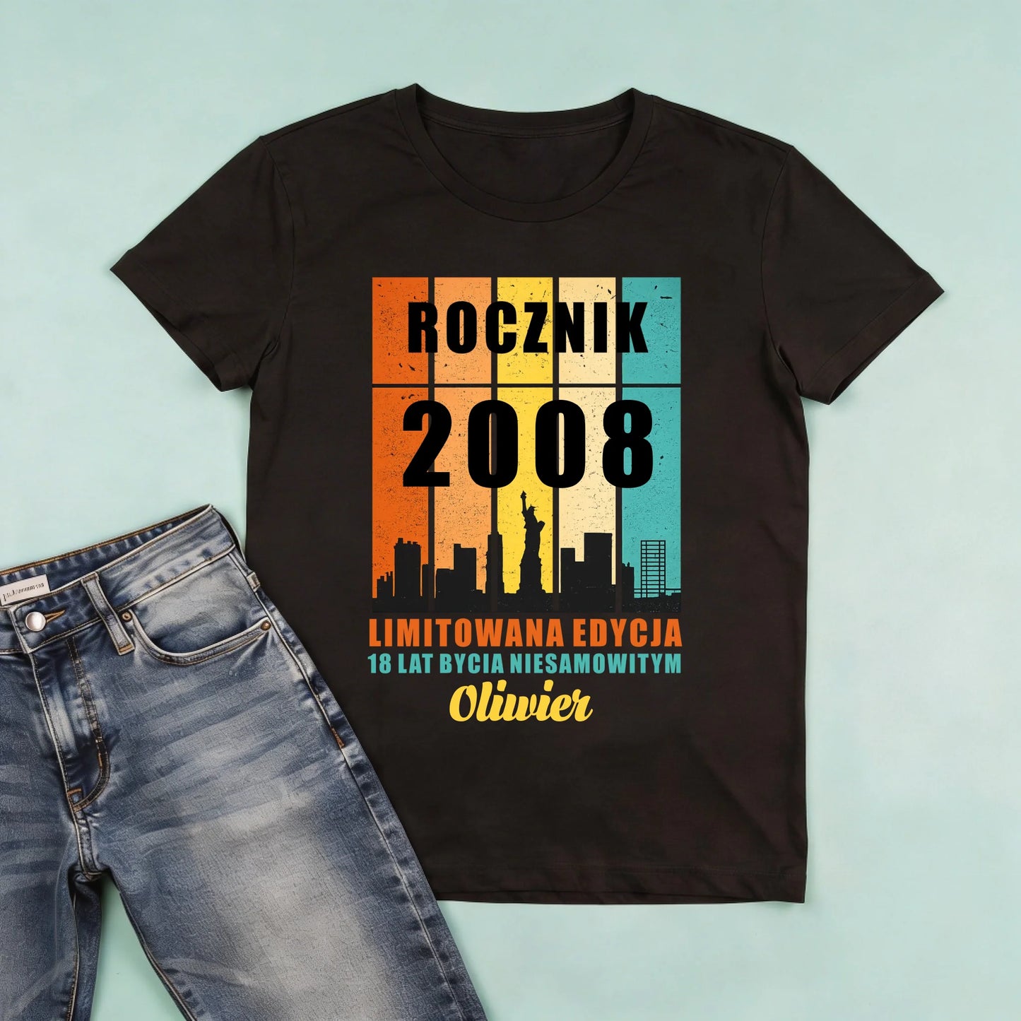 męska czarna koszulka przód