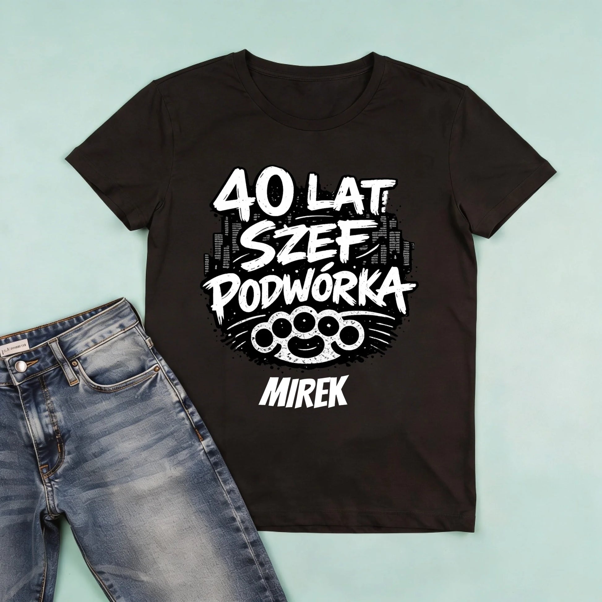 męska czarna koszulka przód