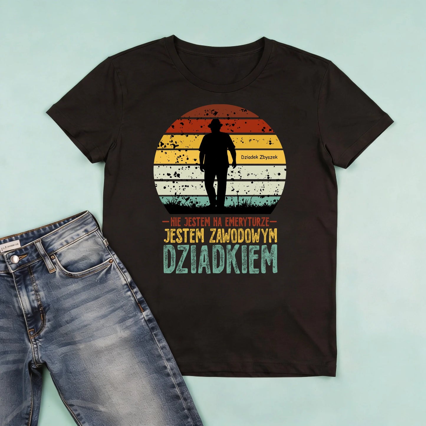 męska czarna koszulka przód