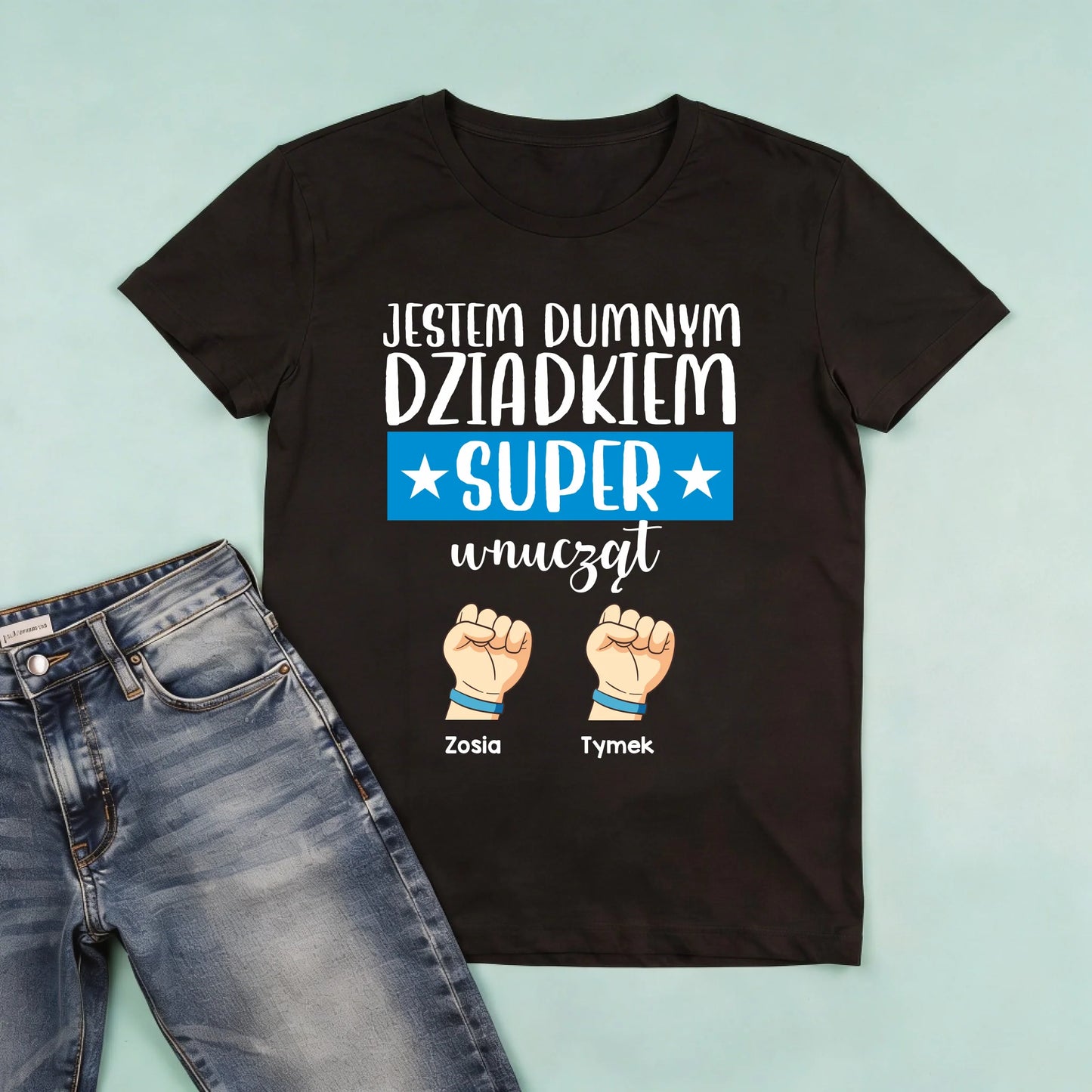 męska czarna koszulka przód