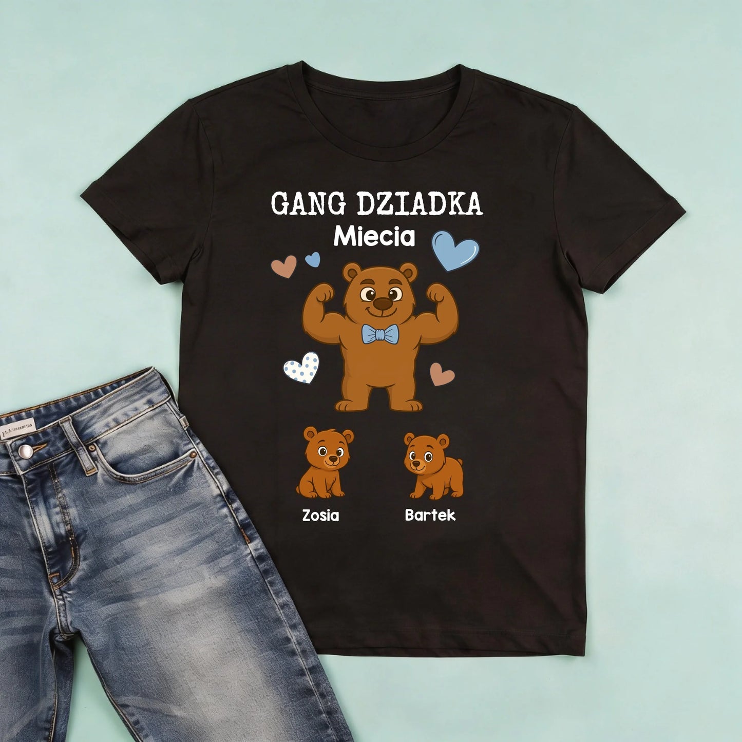 męska czarna koszulka przód