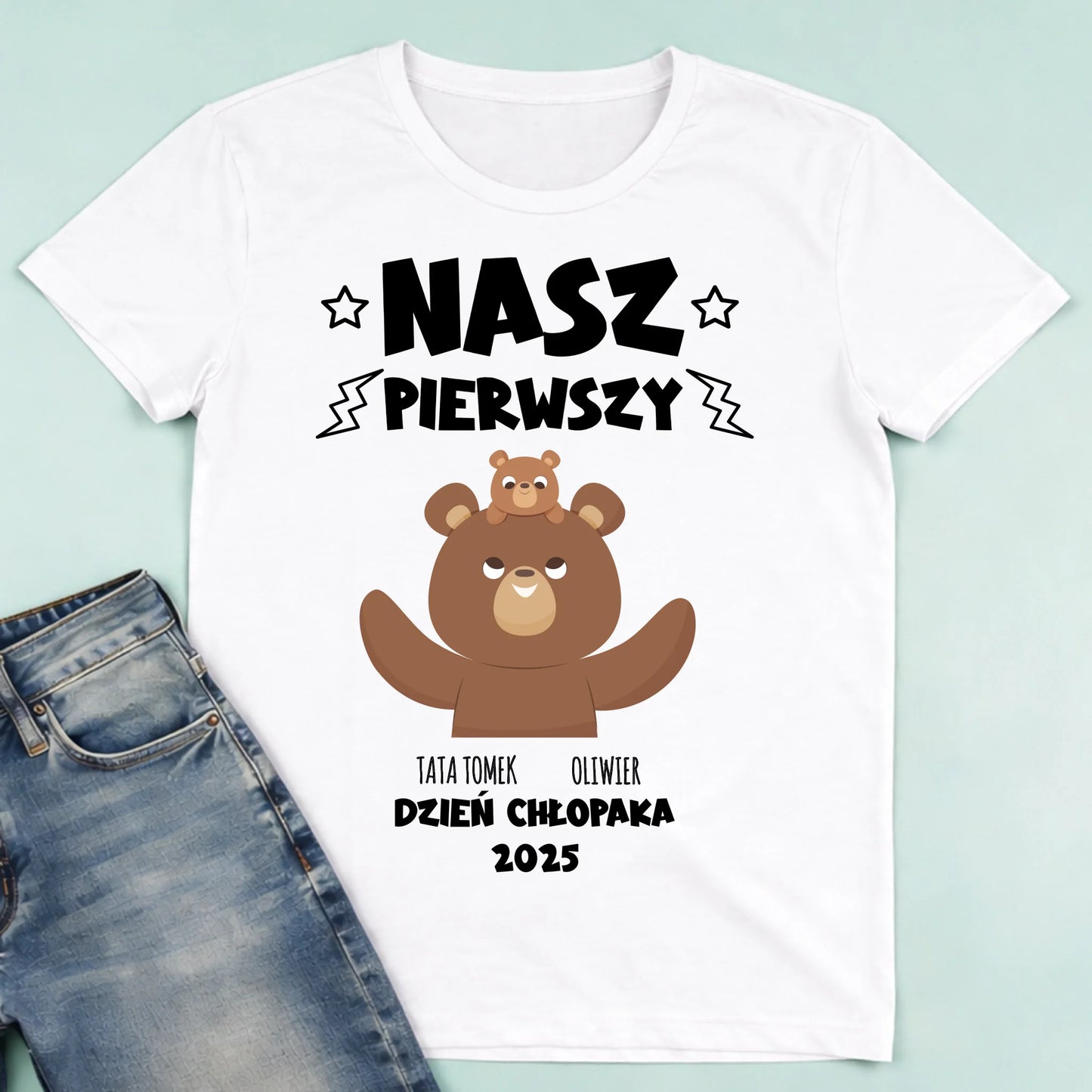 męska biała koszulka przód 1