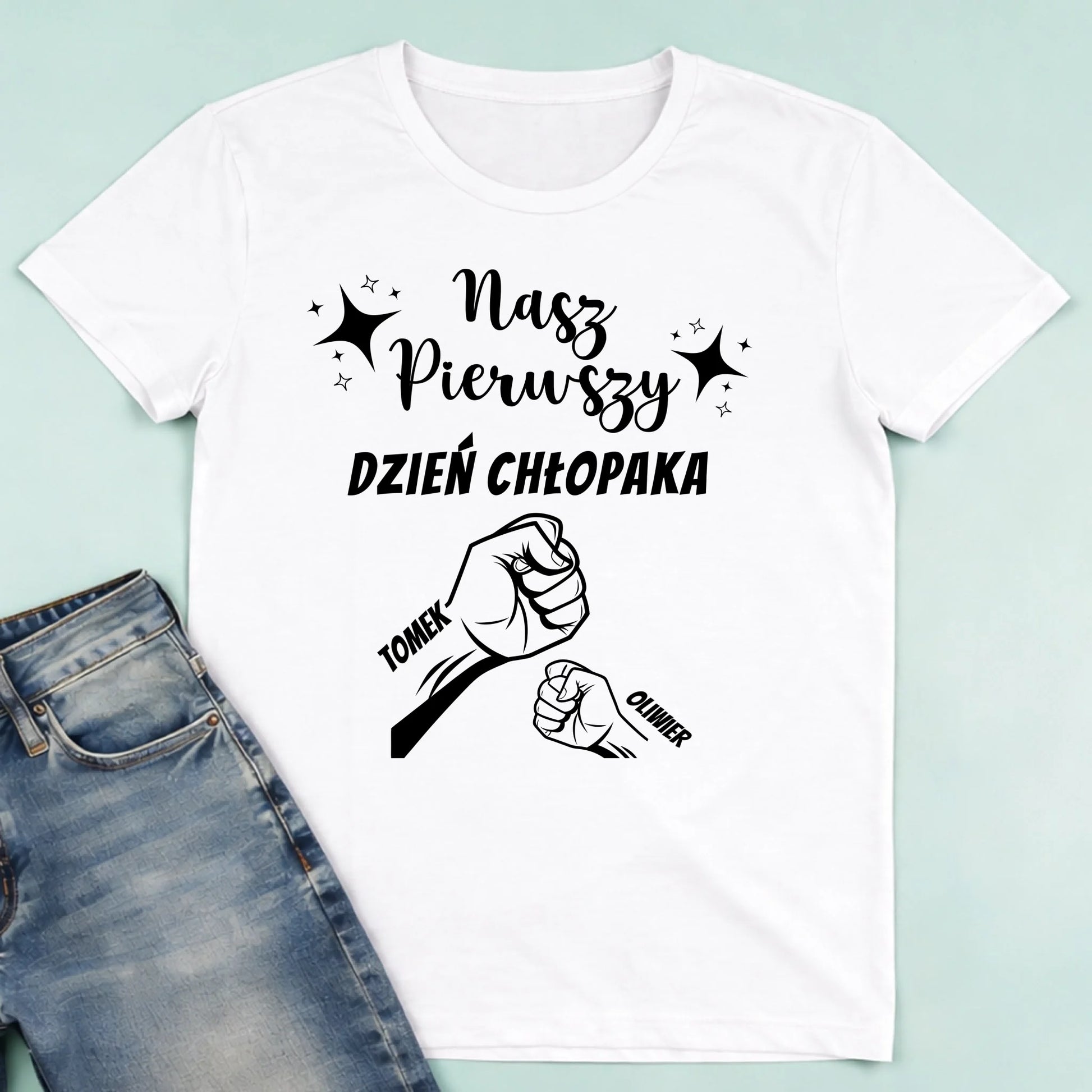 męska biała koszulka przód 1
