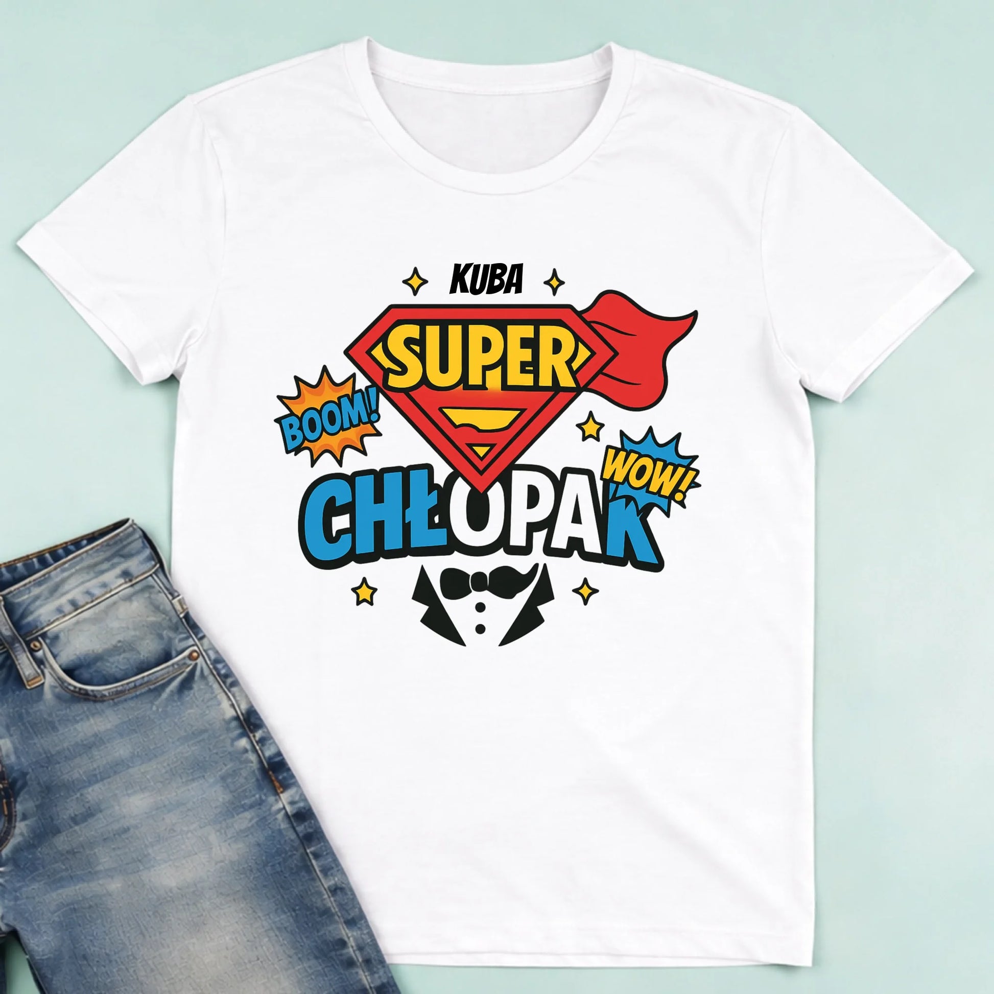 męska biała koszulka przód 1