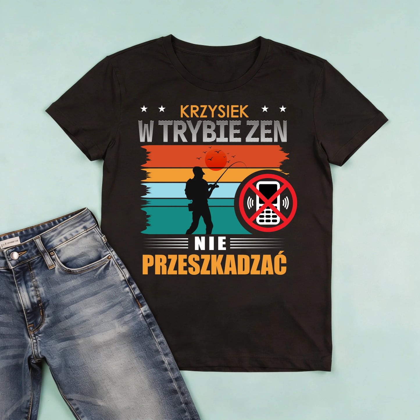 męska czarna koszulka przód