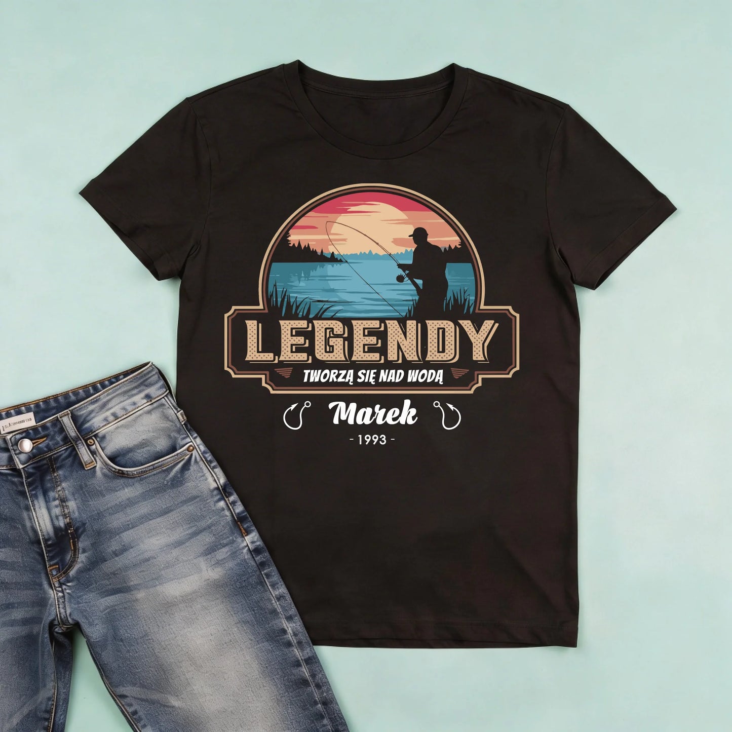 męska czarna koszulka przód