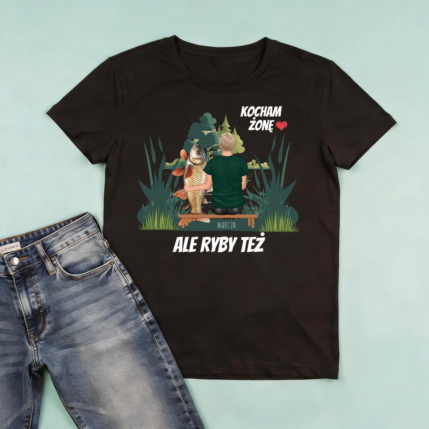 męska czarna koszulka przód