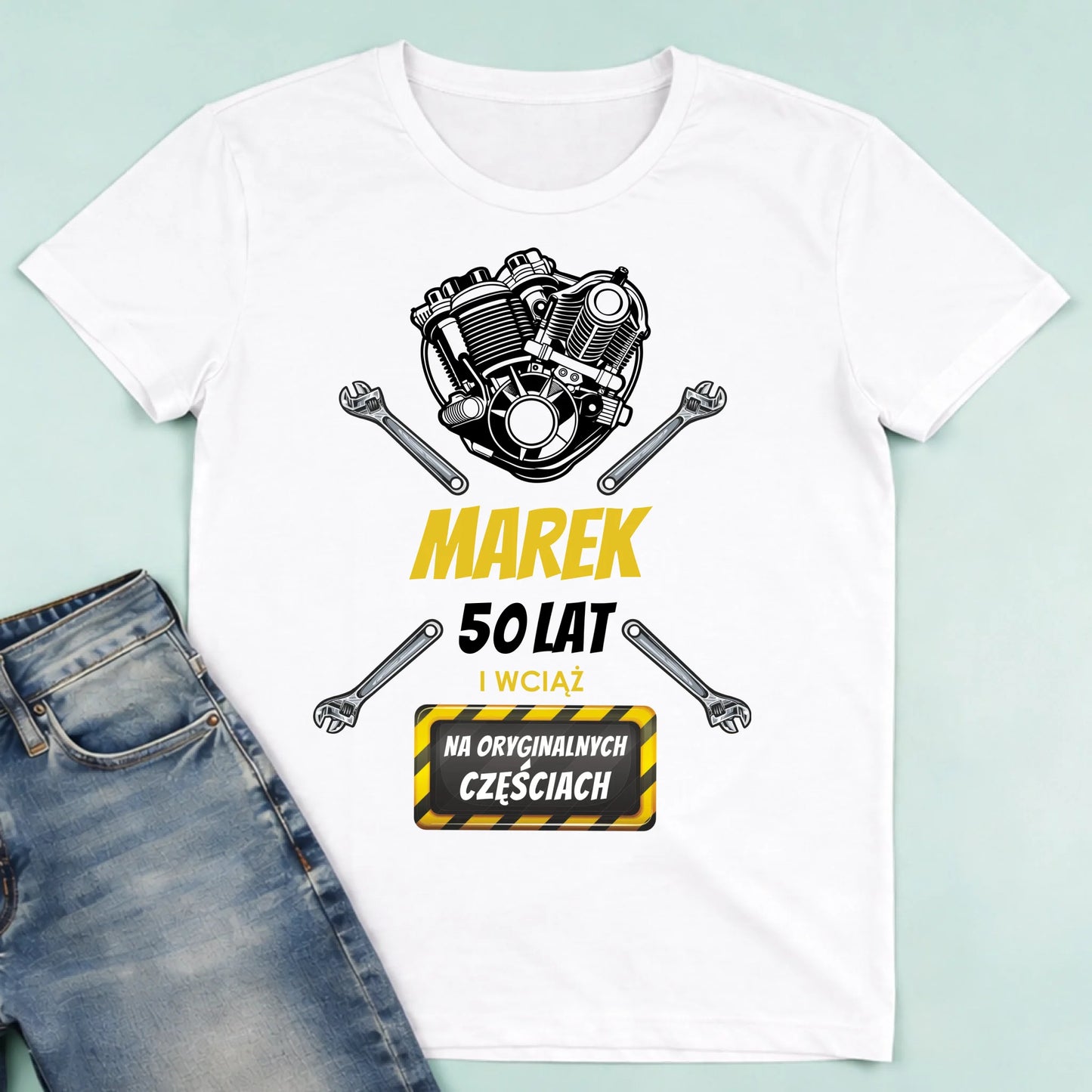 męska biała koszulka przód 1