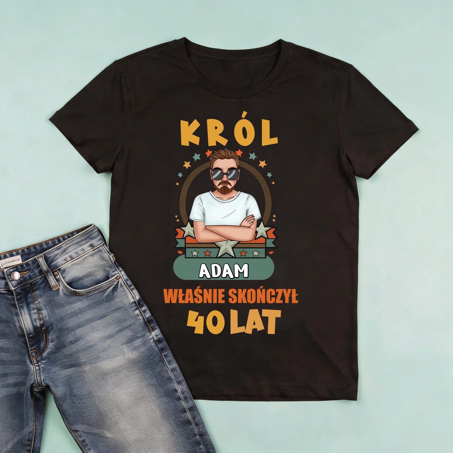 męska czarna koszulka przód