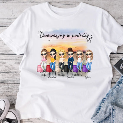 Koszulka personalizowana dla przyjaciółek DZIEWCZYNY W PODRÓŻY | wakacyjny motyw z podróżą #42