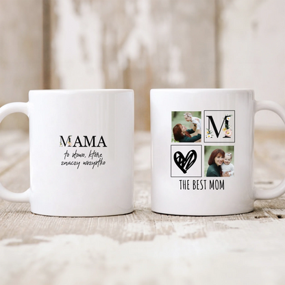Kubek personalizowany dla mamy THE BEST MAM | z personalizowanymi zdjęciami #6681