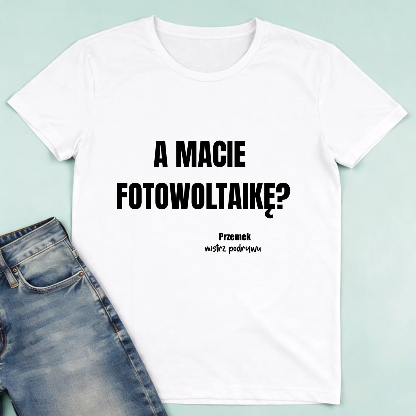męska biała koszulka przód 1