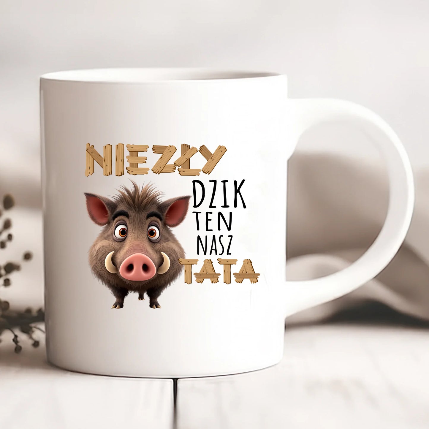 Kubek dla taty + 1-8 dzieci - NIEZŁY DZIK TEN NASZ TATA - prezent na dzień taty #D29