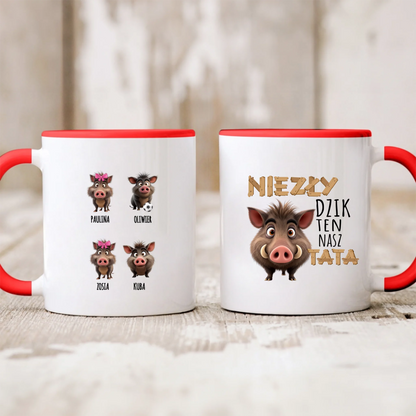 Kubek dla taty + 1-8 dzieci - NIEZŁY DZIK TEN NASZ TATA - prezent na dzień taty #D29