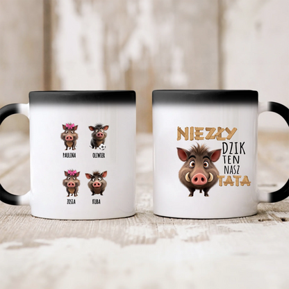 Kubek dla taty + 1-8 dzieci - NIEZŁY DZIK TEN NASZ TATA - prezent na dzień taty #D29