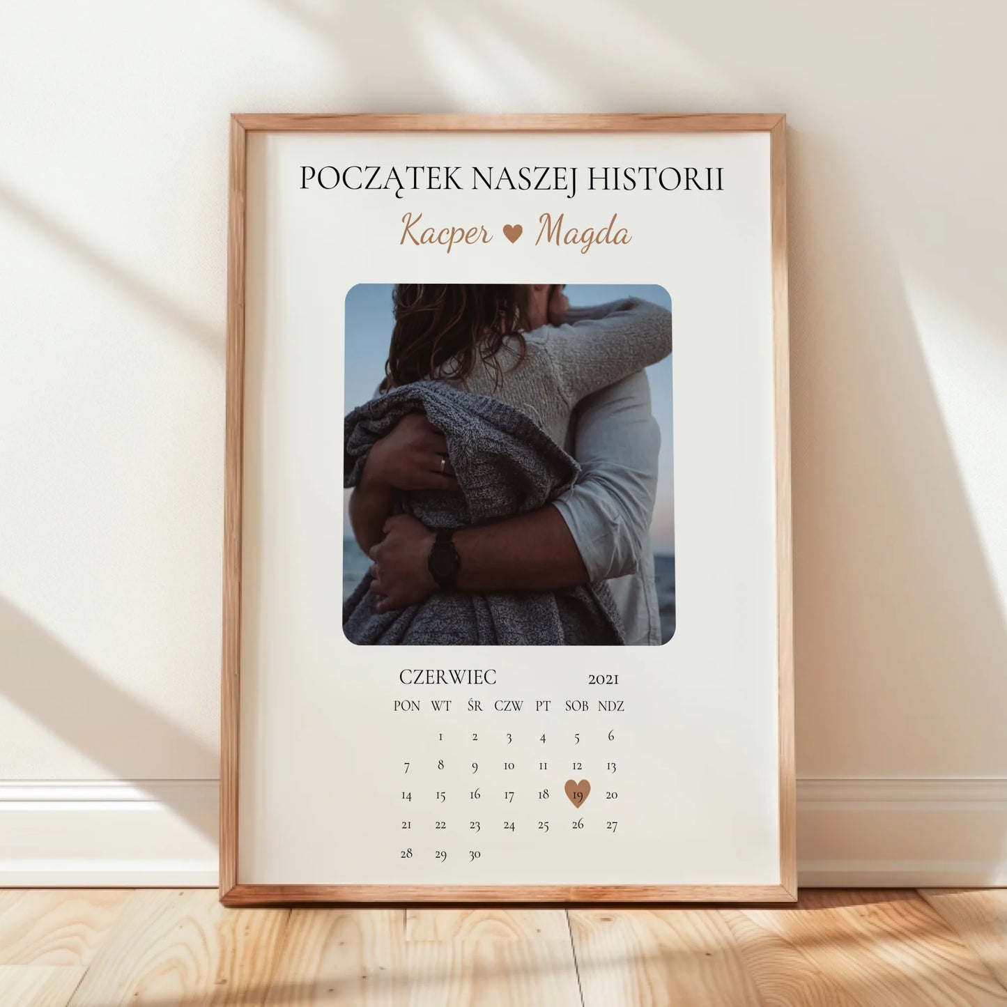 Plakat dla par ze zdjęciem - Początek Naszej Historii - Personalizowany w ramce #982