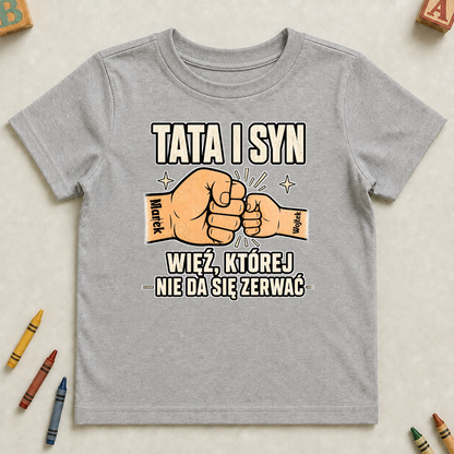 Koszulka na dzień chłopaka - "Tata i Syn/Córka" - Personalizowana #79221 — szara koszulka dziecięca [gray-kids-20260905]