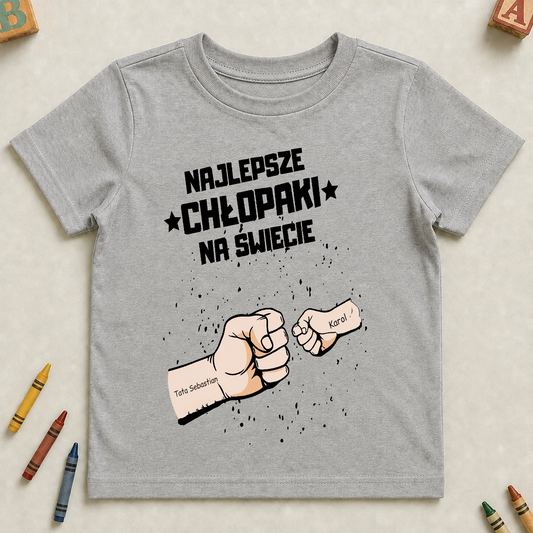 Koszulka personalizowana dla chłopaków NAJLEPSZE CHŁOPAKI | motyw z pięściami #14214 — mockup cmton67dk2llzqy2jidfn03wv