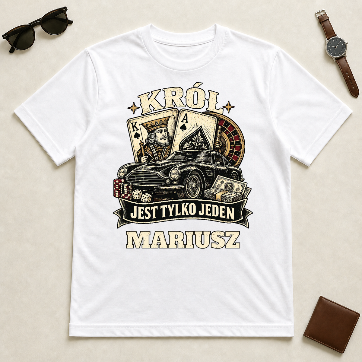 Koszulka na dzień chłopaka - Król Jest Tylko Jeden - Personalizowana #019921 — mockup cmu10c4j80002pc5nqe6lh7j7