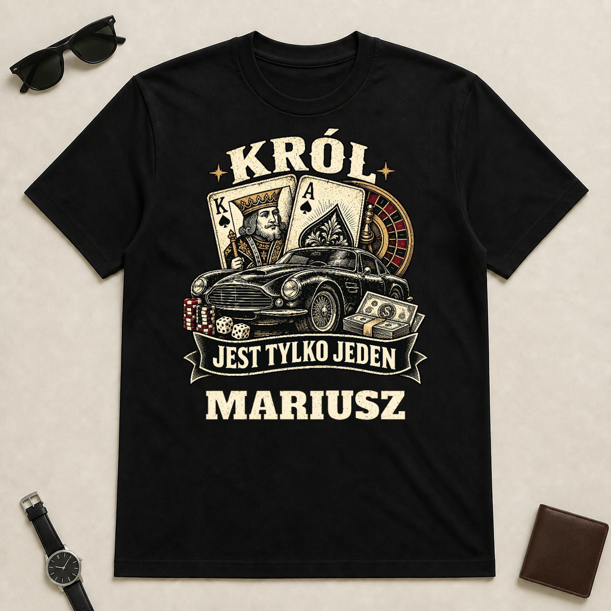 Koszulka na dzień chłopaka - Król Jest Tylko Jeden - Personalizowana #019921 — mockup cmu10c4jp0006pc5n62gizbv9