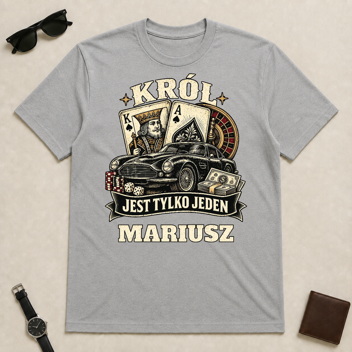 Koszulka na dzień chłopaka - Król Jest Tylko Jeden - Personalizowana #019921 — mockup cmu10c4ju000apc5n7nwuitt5