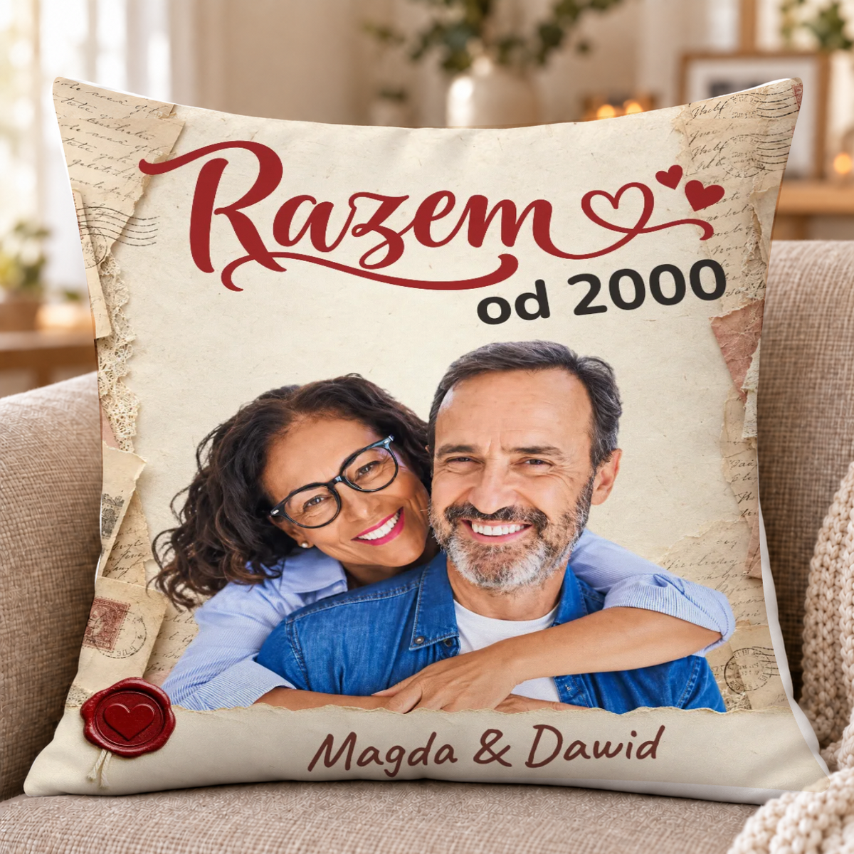 Poduszka dla par ze zdjęciem - Razem od - Personalizowana #62841 — mockup cmub7wujq0002ns0h5uteityv