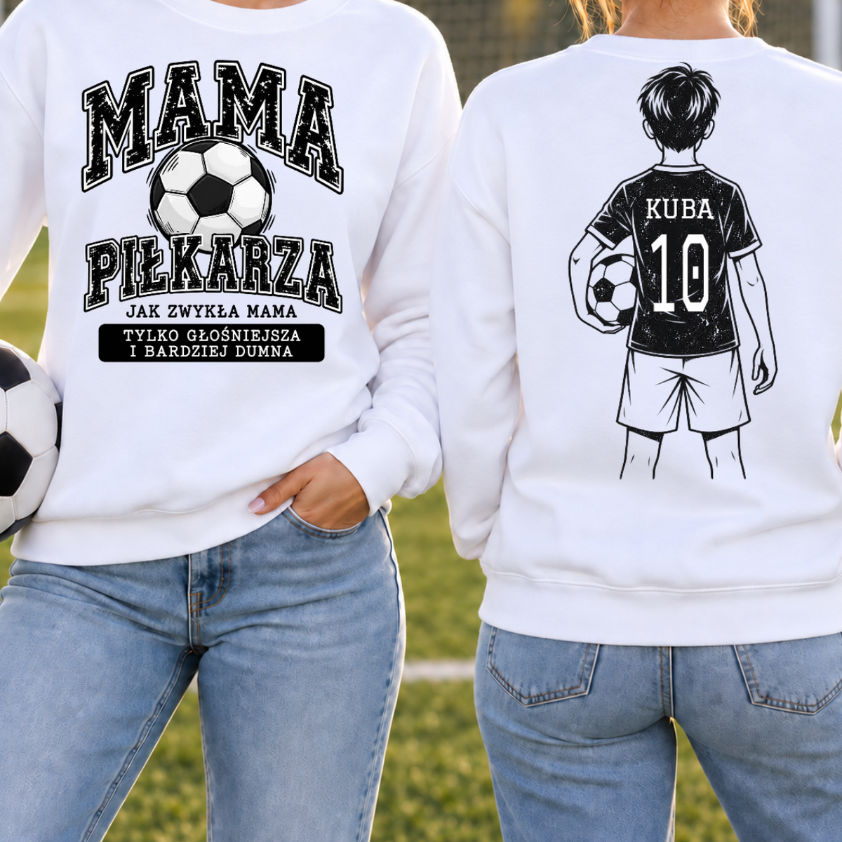 Bluza unisex bez kaptura dla mamy piłkarza z numerem i ksywką - Personalizowana #2942100