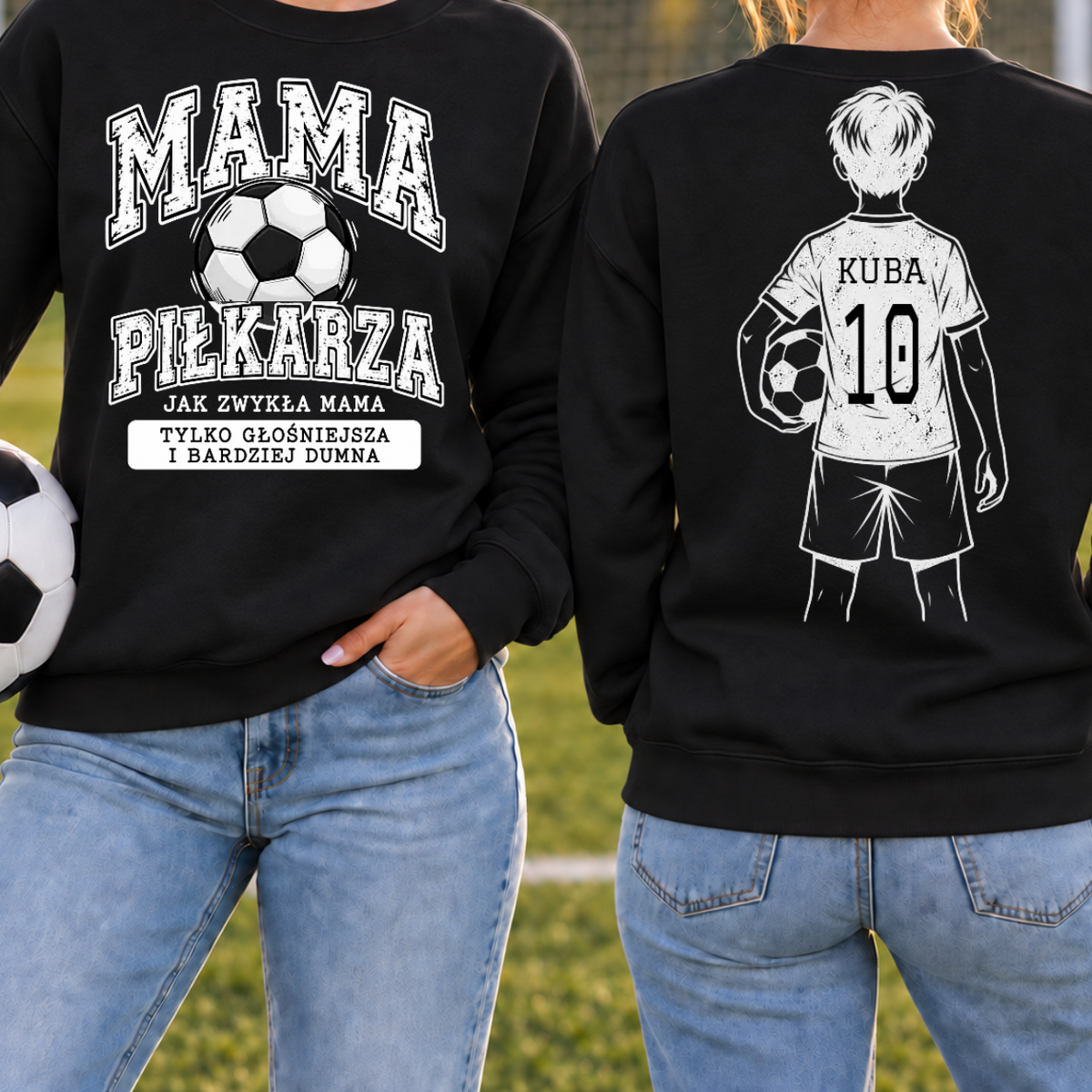 Bluza unisex bez kaptura dla mamy piłkarza z numerem i ksywką - Personalizowana #2942100