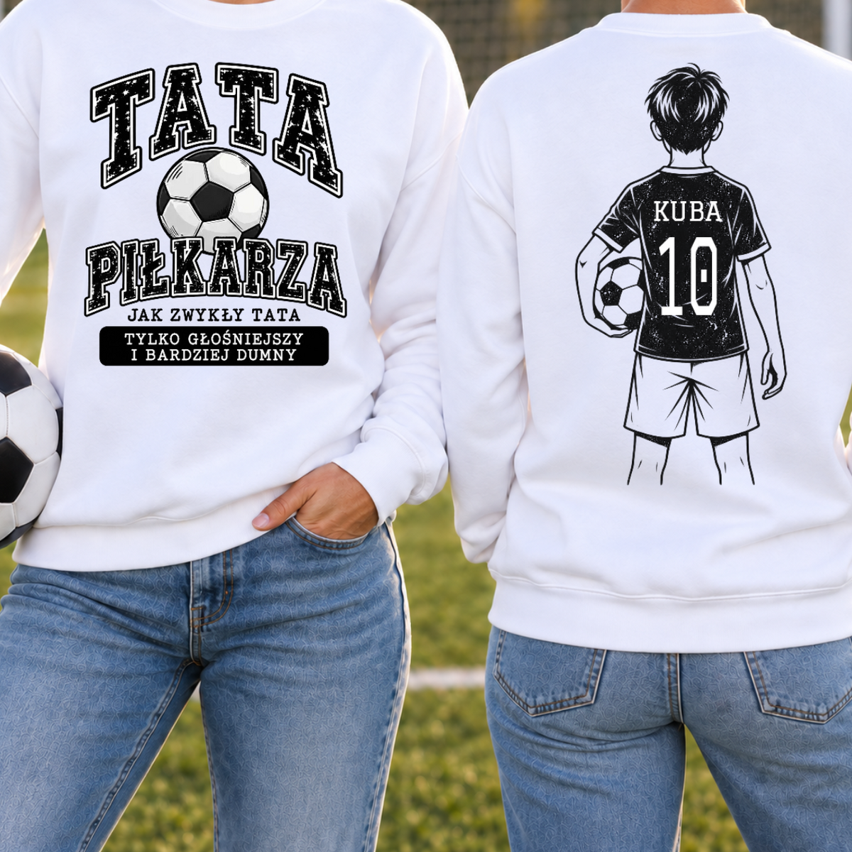 Bluza unisex bez kaptura dla taty piłkarza z numerem i ksywką - Personalizowana #2942100