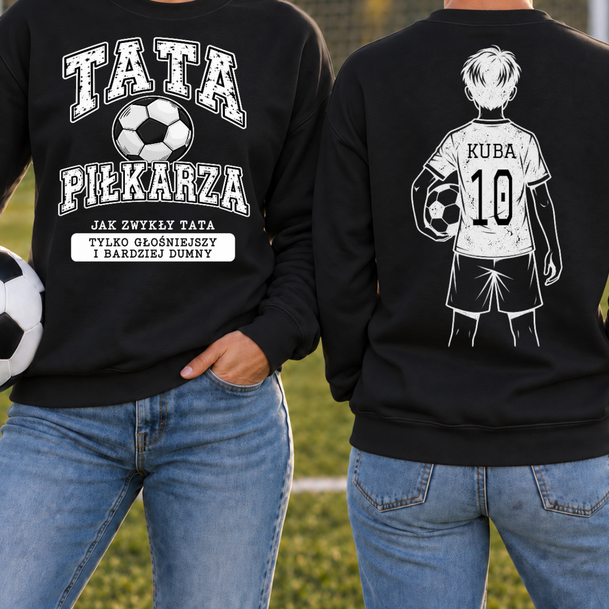 Bluza unisex bez kaptura dla taty piłkarza z numerem i ksywką - Personalizowana #2942100