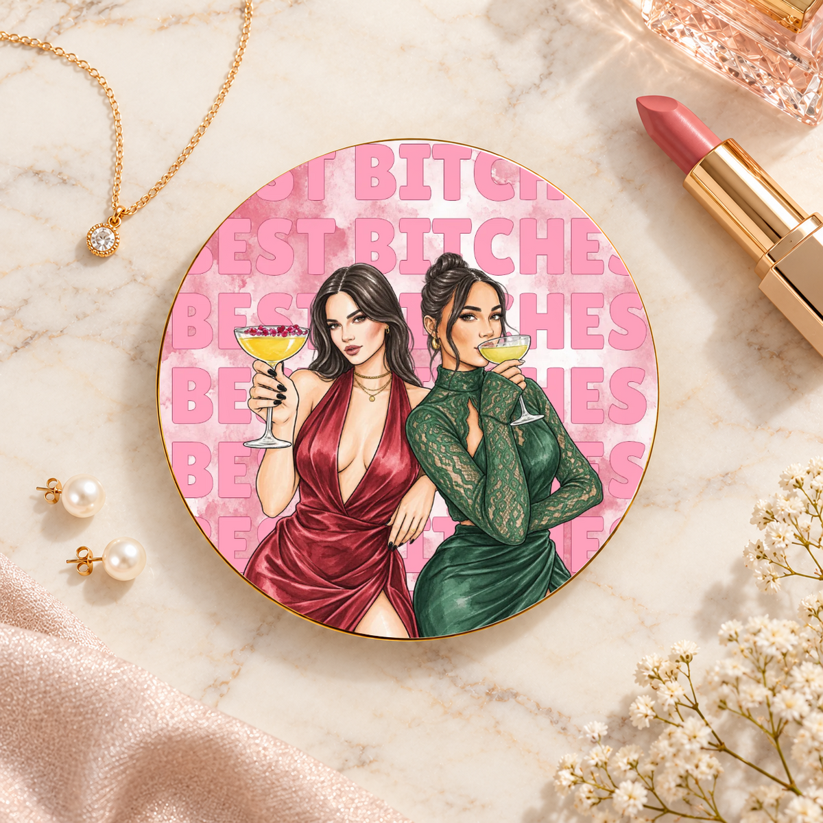 Personalizowany talerzyk na biżuterię – Best Bitches, Siostry, Przyjaciółki