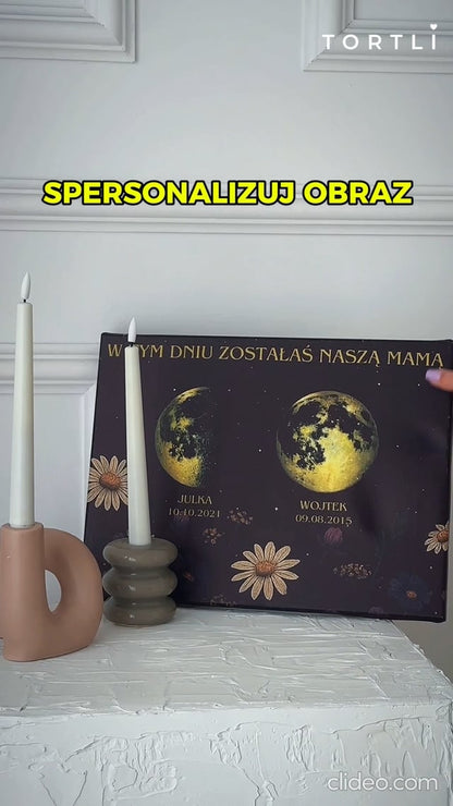 Obraz personalizowany na płótnie dla mamy z fazami księżyca - Prezent na dzień mamy #5011